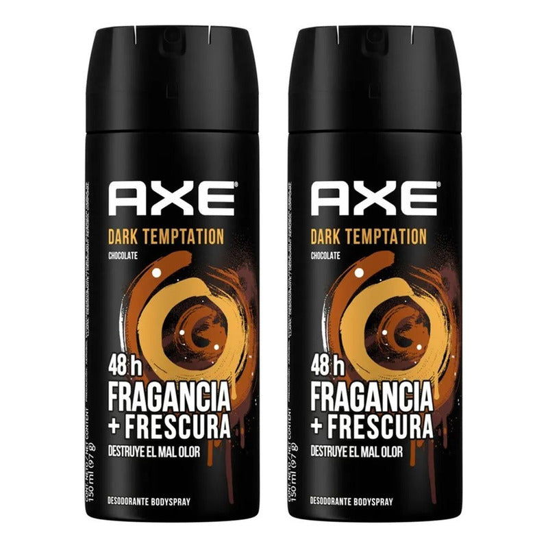 X2 Desodorante Spray Axe Dark Temptation Chocolate 150ml Chocolate