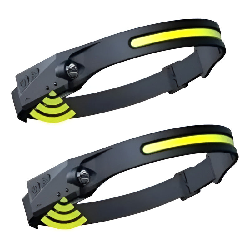 Pack X2 Linterna Frontal Led Con Sensor Luz Camping Minero Blanco