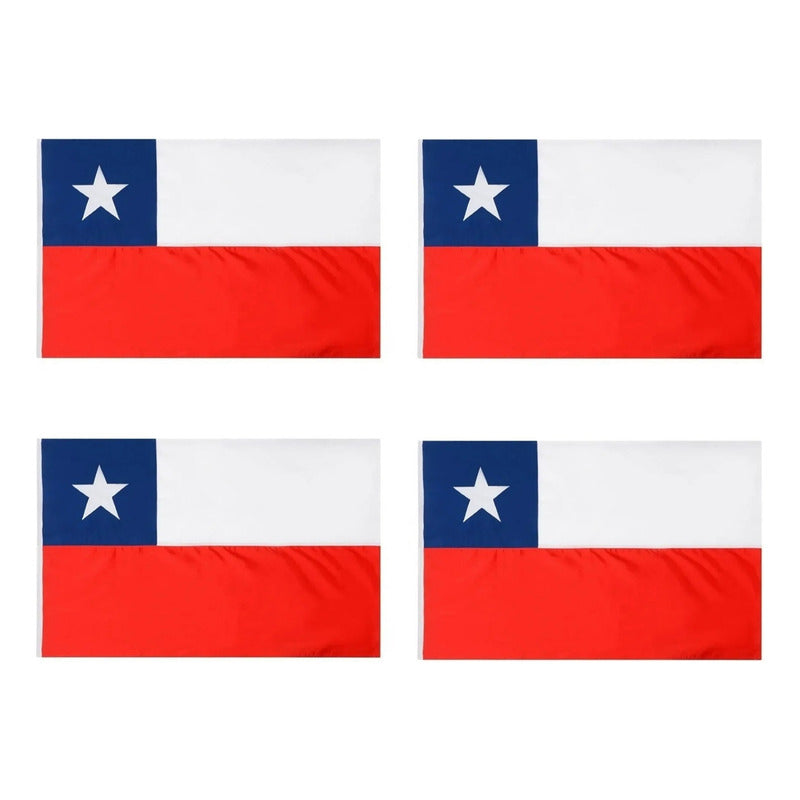 Pack 4 Banderas De Chile Bandera Chile Chilena 145 X 90 Tela Bandera Chile