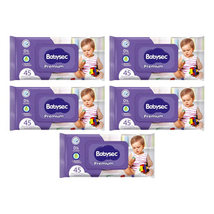 X5 Toallitas Húmedas Babysec Premium Paquete 45 Toallitasc/u