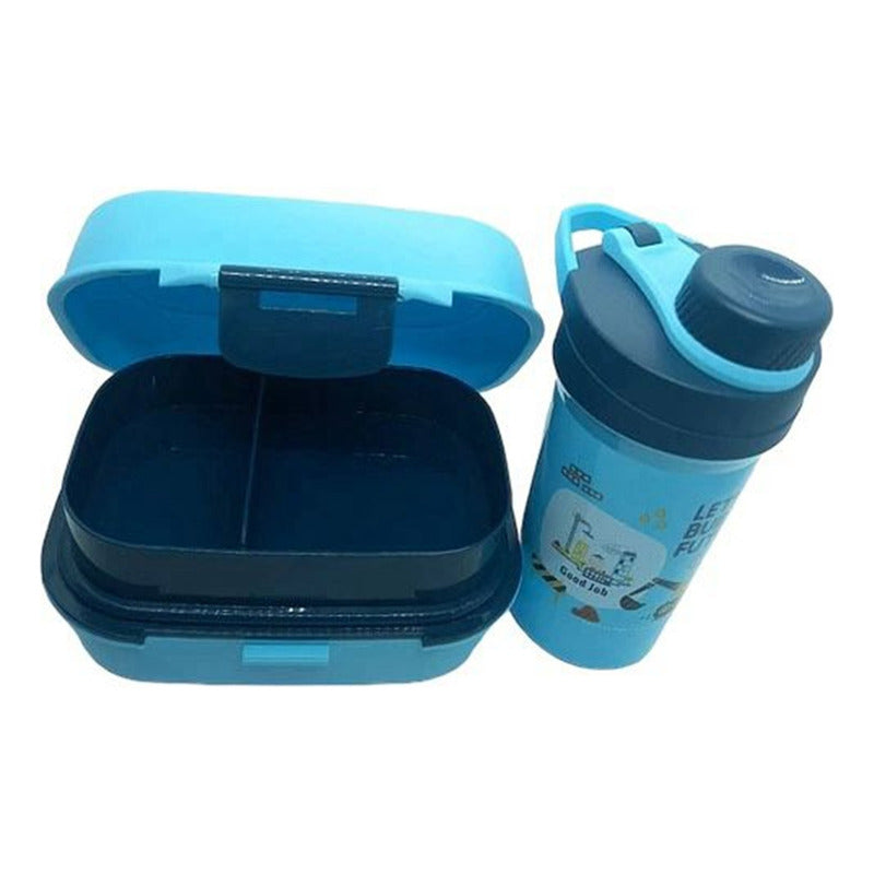 Tupper Contenedor Lonchera Escolar + Botella D Agua Luch Box