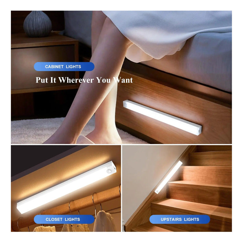 X2 Luz Barra Led 20cm Sensor Movimiento Ahorro Energia Hogar Blanco