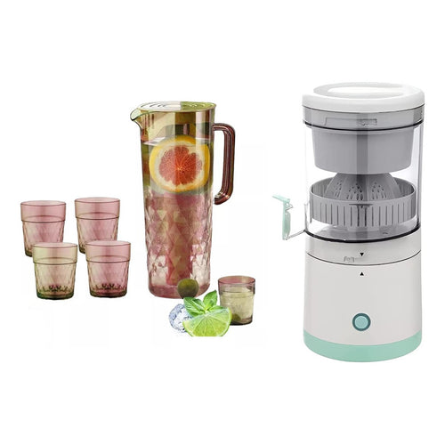 Exprimidor Inalámbrico + Jarra 2 Litros 4 Vasos Refrigerante