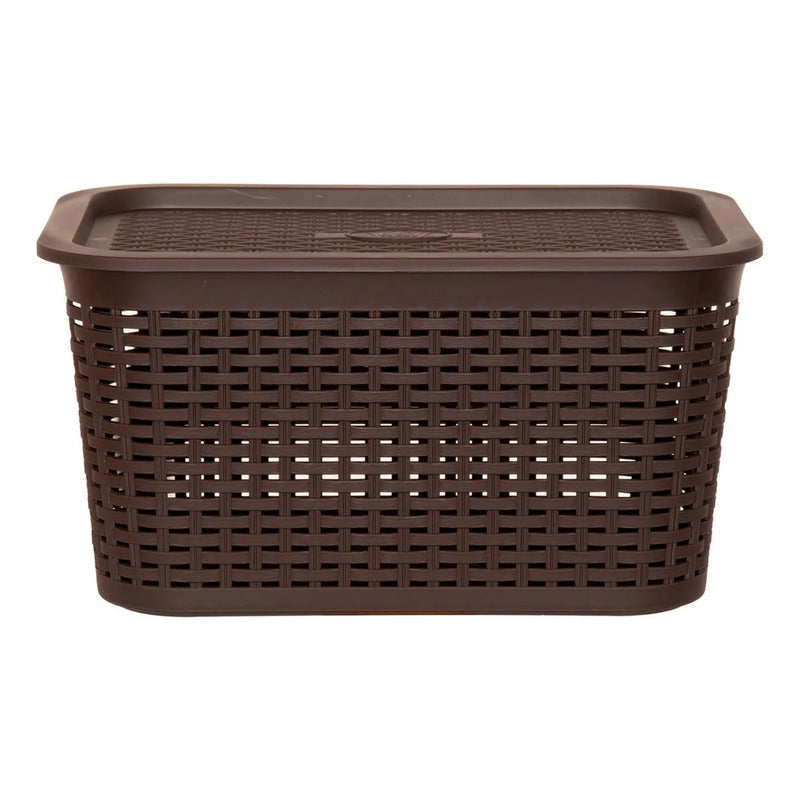 X2 Canastilla Caja Organizadora 22 Litros Canastilla Tavarúa Marrón Ratán