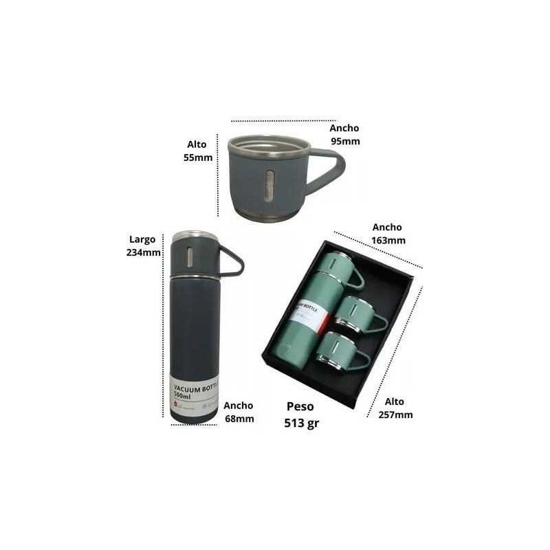 Set Termos De Agua Caliente Frio Termo Café Te+3 Tazas 500ml