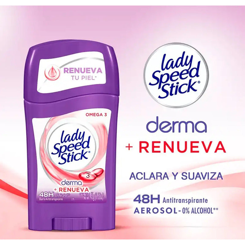 Desodorante Barra Lady Speed Stick Derma Renueva Omega 3 45g