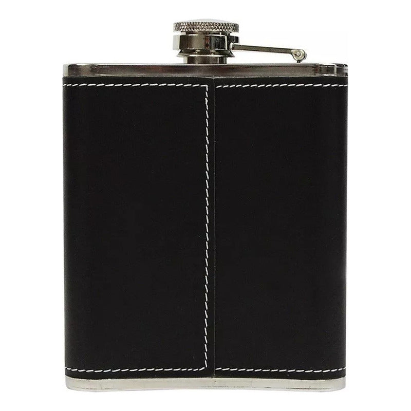 Licorera Petaca Wisquera De Cuero Acero Inoxidable 7oz