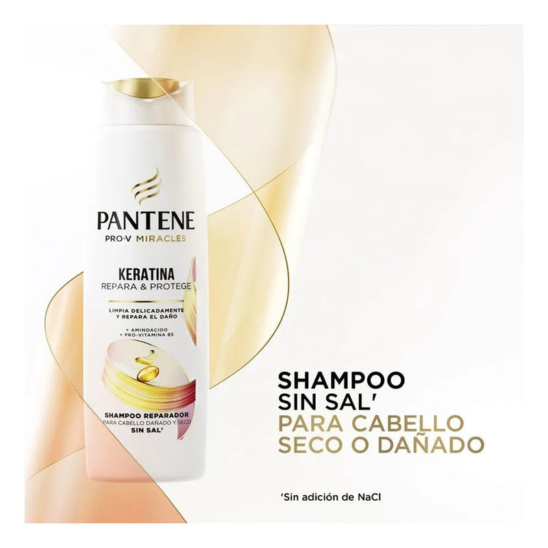 X2 Shampoo Pantene Keratina Repara & Protege Sin Sal 300ml