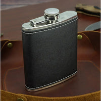 Licorera Petaca Wisquera De Cuero Acero Inoxidable 7oz