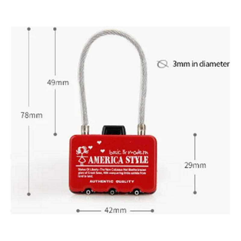 Candado Viaje Con Clave Mochila/ Locker/ Equipaje Anti Robo