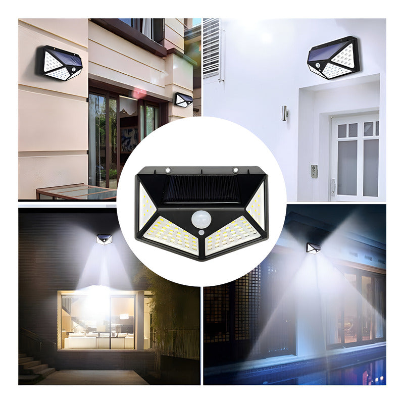 Lámpara Solar De 100 Led Con Sensor De Jardín, Impermeable, Color Negro