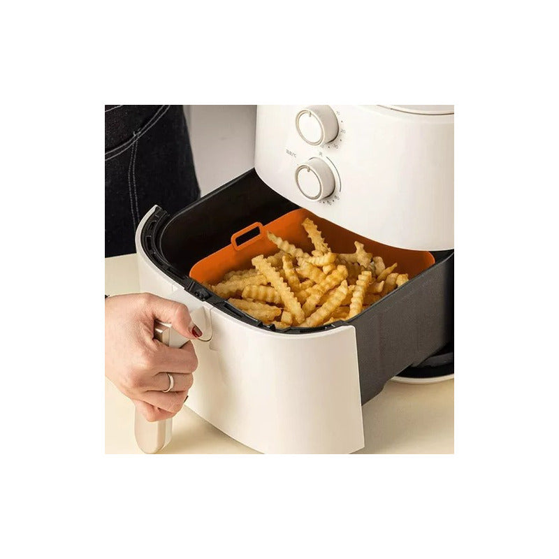 2 Moldes Bandeja Silicona Air Fryer Freidora Anti-adherente Blanco