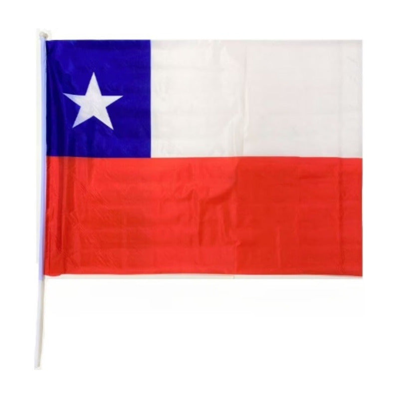 Bandera De Chile 40x60cm Mástil Palito Fechas Patrias Bandera Chile