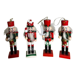 Set 4 Cascanueces Navidad De Madera Navideño Colgante Adorno