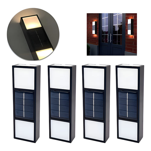 Pack 4 Aplique Foco Solar Exterior Aplique Led Bidireccional Negro