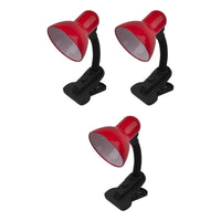 X3 Lampara Velador De Mesa Con Pinza Escritorio Flexible Rojo Blanco