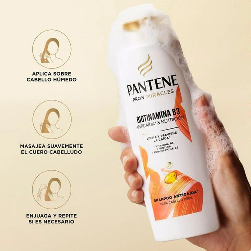 Pack X3 Shampoo Pantene Anticaída + Biotinamina B3 300ml