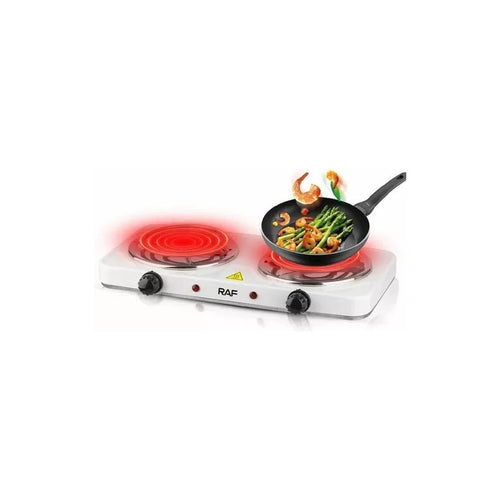 Cocina Encimera Eléctrica Estufa 2 Plato Espiral Cocinilla Blanco