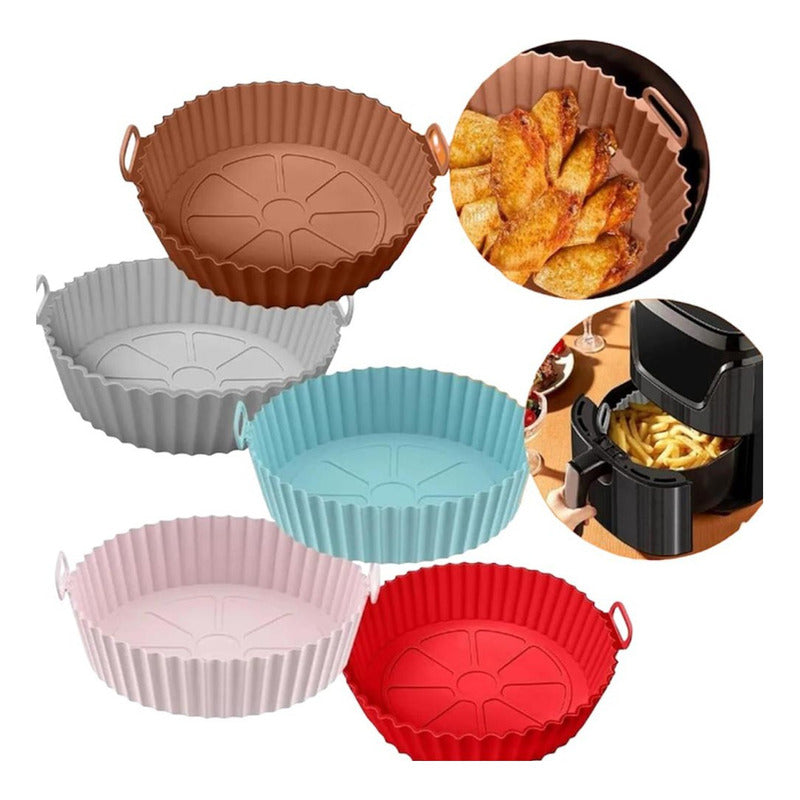 Pack X5 Bandeja Reutilizable Silicona Airfryer Freidora Aire