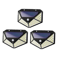 X3 Lampara Farol Solar 100 Led Exterior Sensor De Movimiento Negro