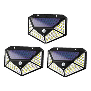 X3 Lampara Farol Solar 100 Led Exterior Sensor De Movimiento Negro