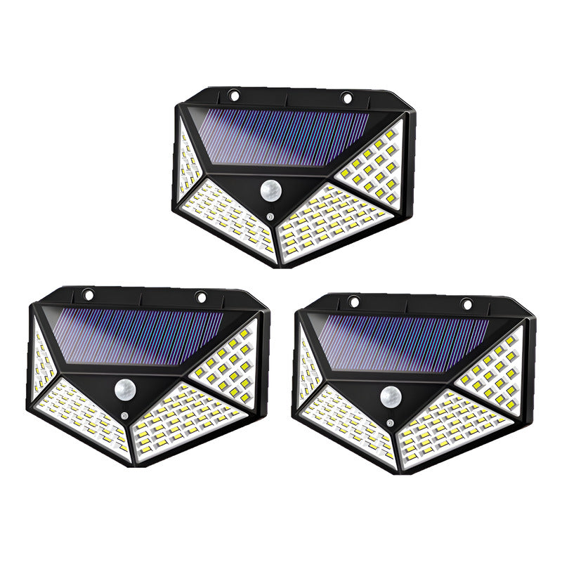 X3 Lampara Farol Solar 100 Led Exterior Sensor De Movimiento Negro