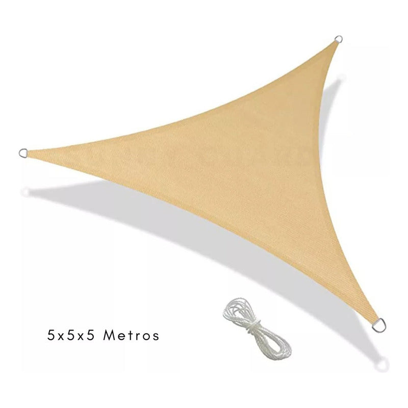 Pack X3 Toldo Vela Triangular 3x3x3 Cubierta Terraza Jardin Beige