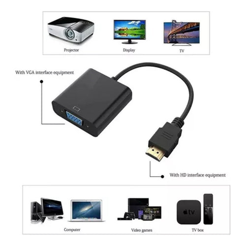 Adaptador Conversor De Video Hdmi A Vga + Cable Audio Stereo