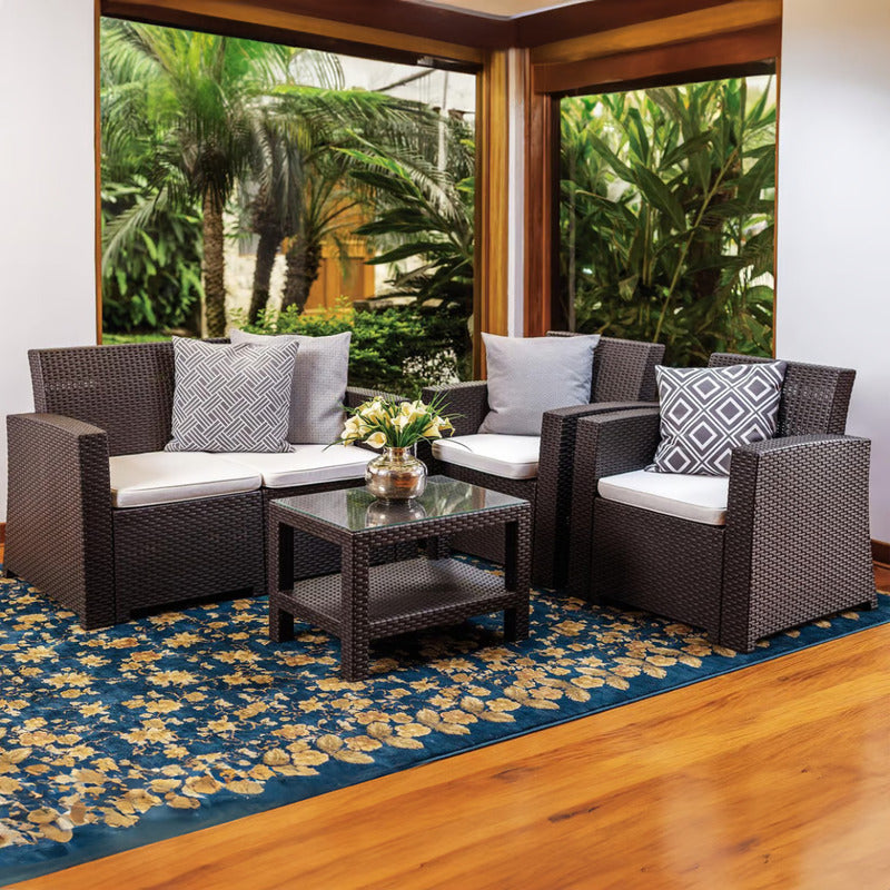 Juego De Terraza Muebles De Rattan Living Exterior Balcon 4p