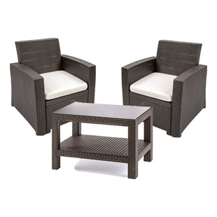 Juego De Terraza Muebles De Rattan Living Exterior Balcon 2p