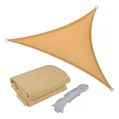 Pack X3 Toldo Vela Triangular 3x3x3 Cubierta Terraza Jardin Beige