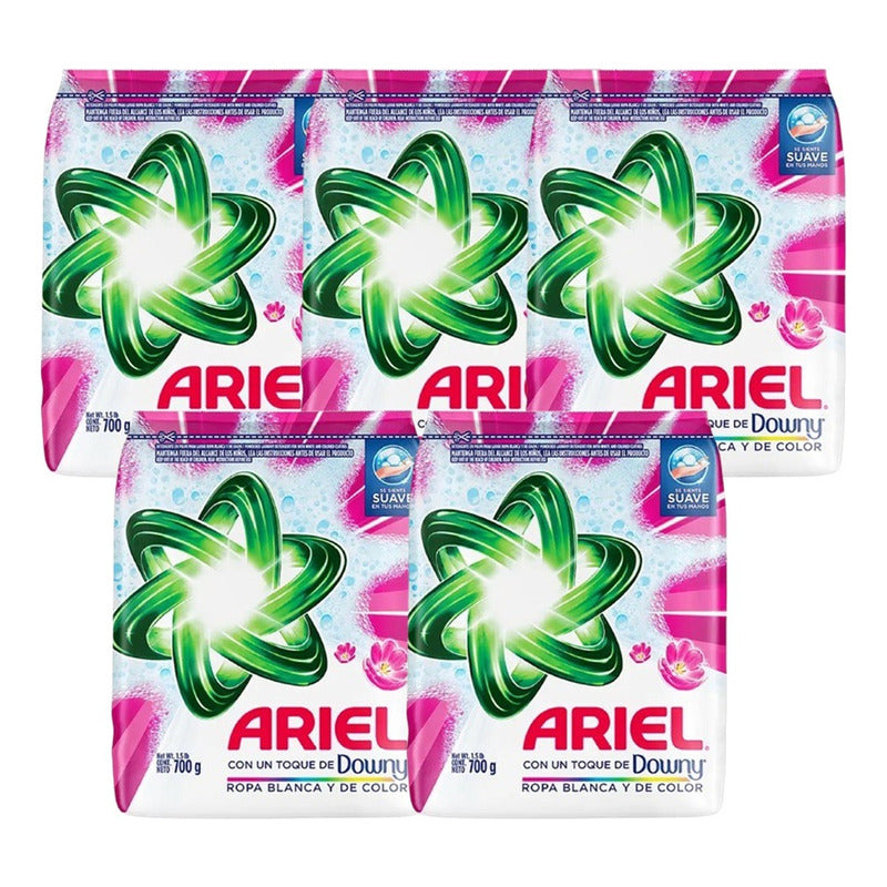 Pack X5 Detergente En Polvo Ariel Con Toque De Downy 700g