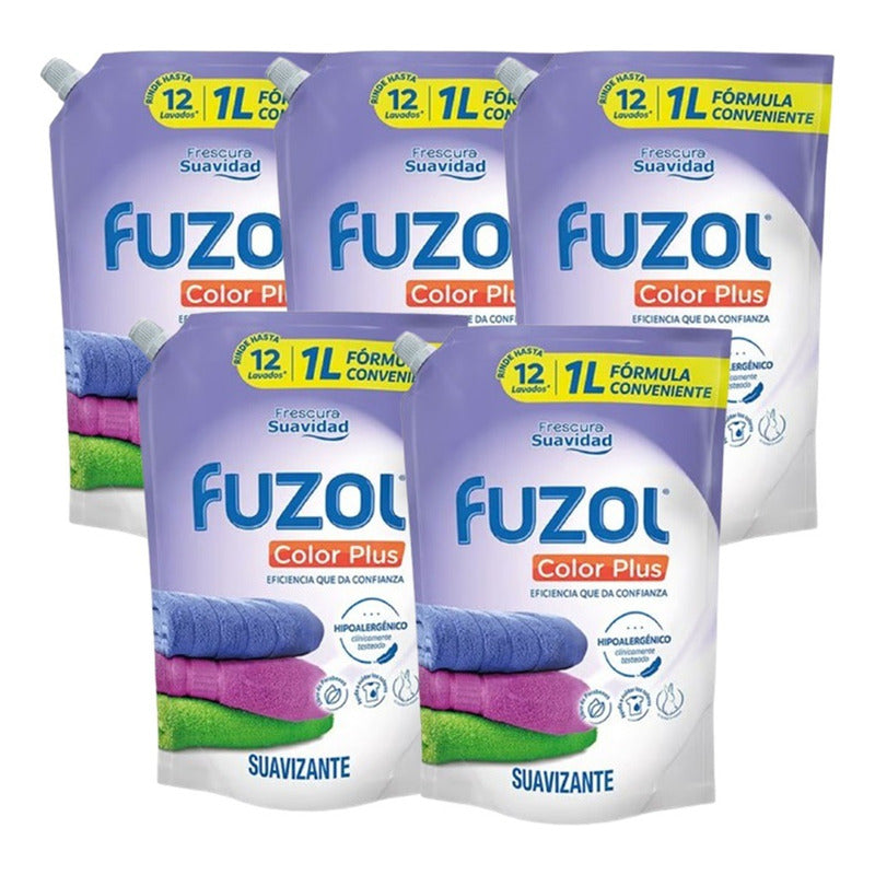 Pack X5 Suavizante Fuzol Color Plus 1litro Frescura Suavidad