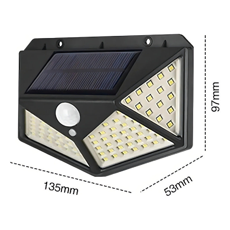 Lámpara Solar De Pared, 100 Led, Baliza Solar Para Jardín, Color Negro, 110 V/220 V