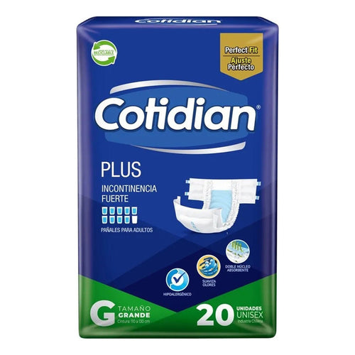 Pack X3 Pañales De Adulto Cotidian Plus Tamaño Grande 20unid Grande
