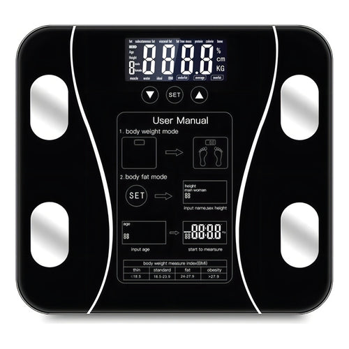 Balanza Pesa Digital Bluetooth Inteligente Smart Imc Baño Color Negro