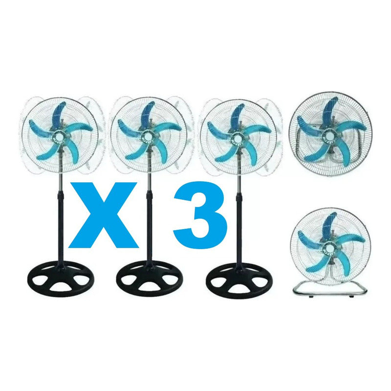 Ventilador X2 3 Aspas Silencioso Rota 360 Grados 100w De Pot