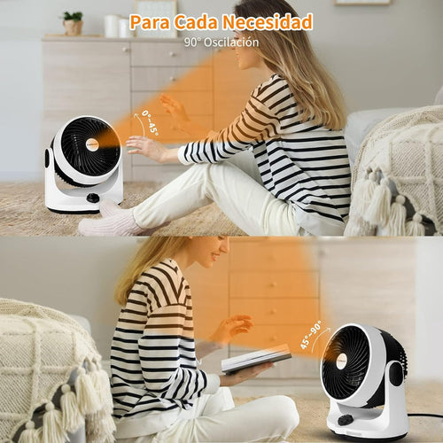 Calentador Eléctrico Calefactor Termo Ventilador Potente 90° Blanco