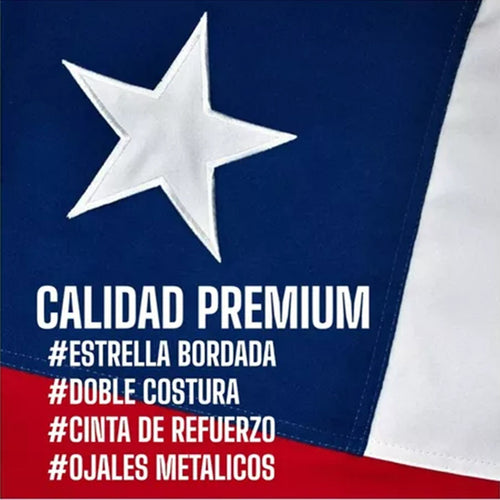 X3 Bandera Premium Chile Chilena Bordada Reforzada 90x 60 Cm Bandera Chile