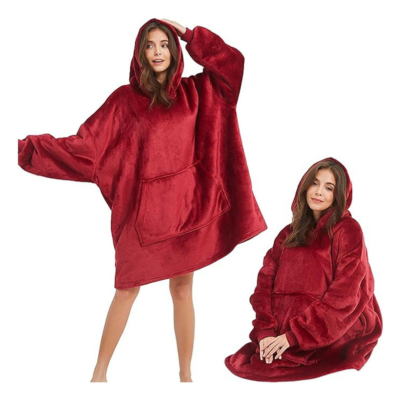 Polerón Sherpa Con Capucha Chiporro Huggle Hoodie Pijama Invierno Polar