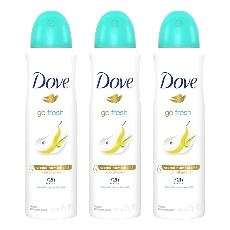 X3 Desodorante Dove Spray Aerosol Pera Aloe Vera 72h 150ml Pera