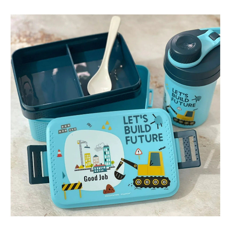 Tupper Contenedor Lonchera Escolar + Botella De Agua Jugo