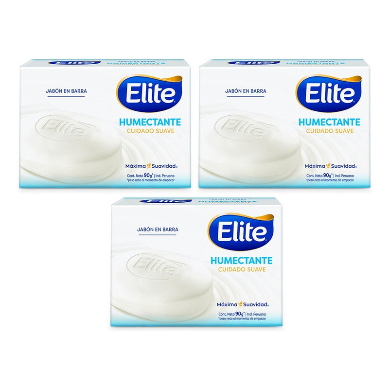 Pack X3 Jabón En Barra Elite Humectante Cuidado Suave 90g