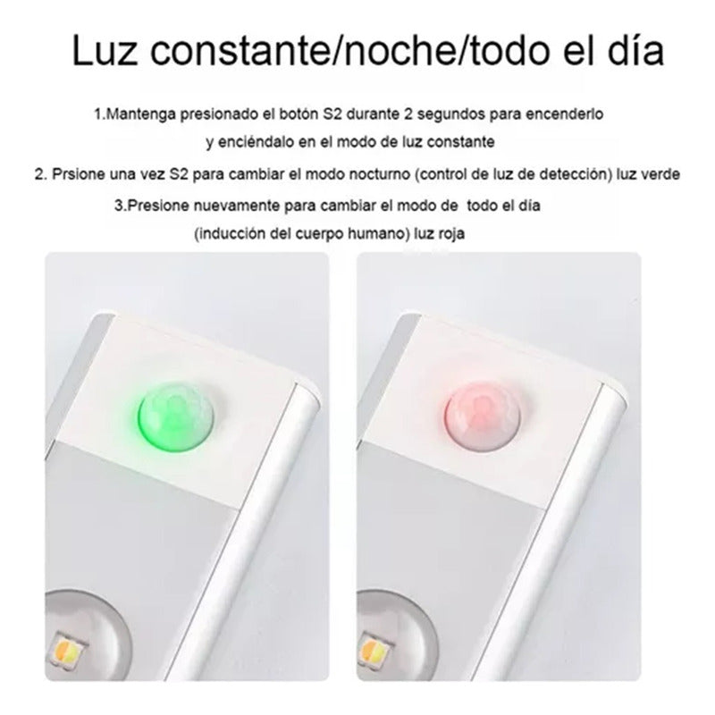 Pack 2 Luces Led Recargable Con Sensor De Movimiento 40cm Calido / Fria / Neutra