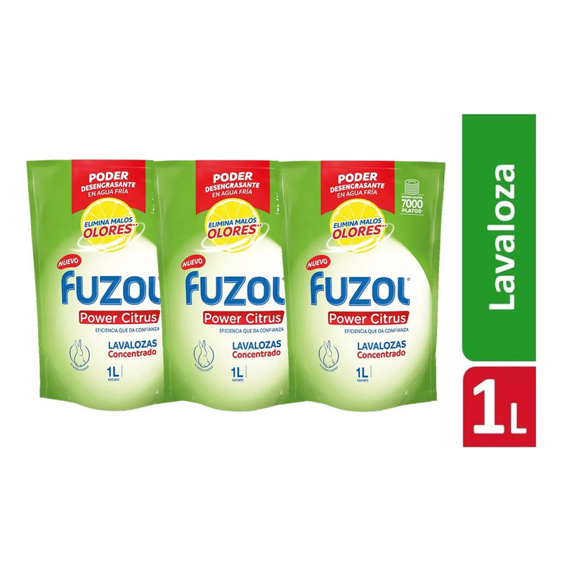 Pack X3 Lavaloza Fuzol Concentrado 1 L Power Citrus Lavaloza
