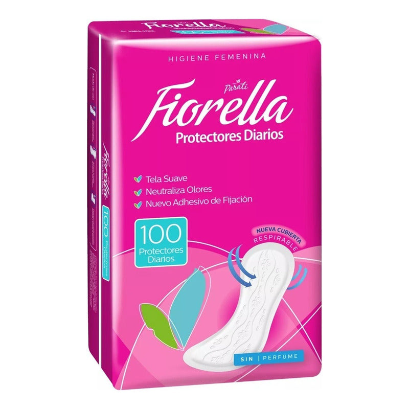 Pack X5 Protectores Diarios Fiorella 100unid Tela Suave