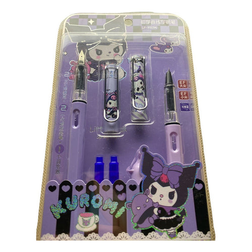 Set 2 Plumas Estilograficas Kuromi Kawaii Mas Repuestos