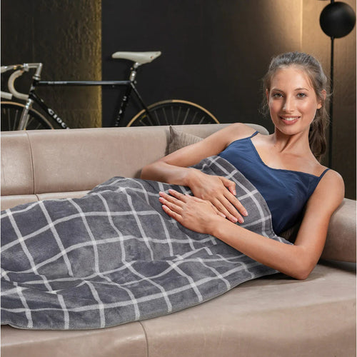 Manta Eléctrica Gris Scaldasonno Calefaccion 150x95cm Gris Cuadros
