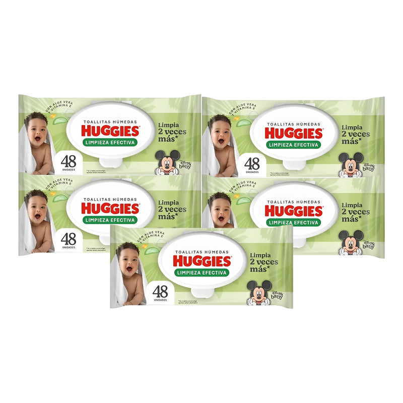 Pack X5 Toallitas Húmedas Huggies Limpieza Efectiva