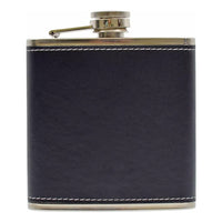 Licorera Petaca Wisquera De Cuero Acero Inoxidable 7oz